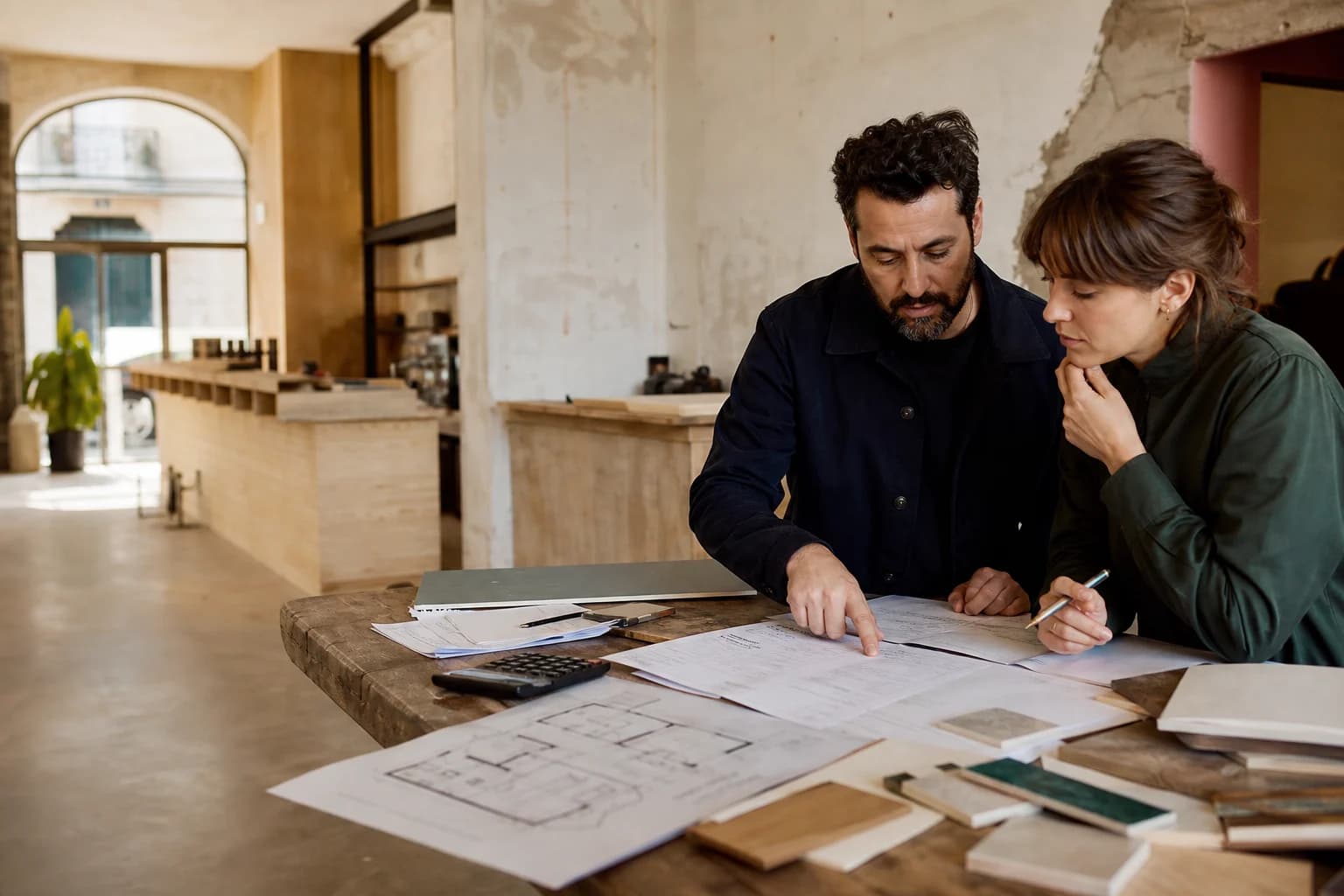 Project operators reviewing a plan together